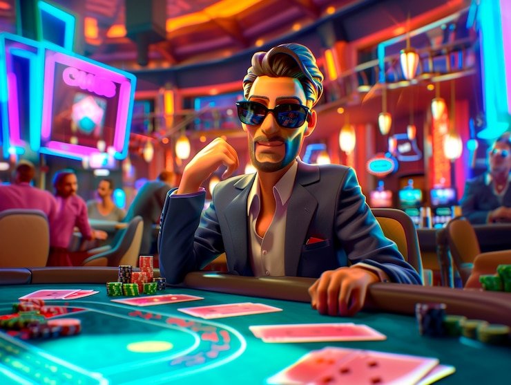 Live casino dealer at multi-camera table